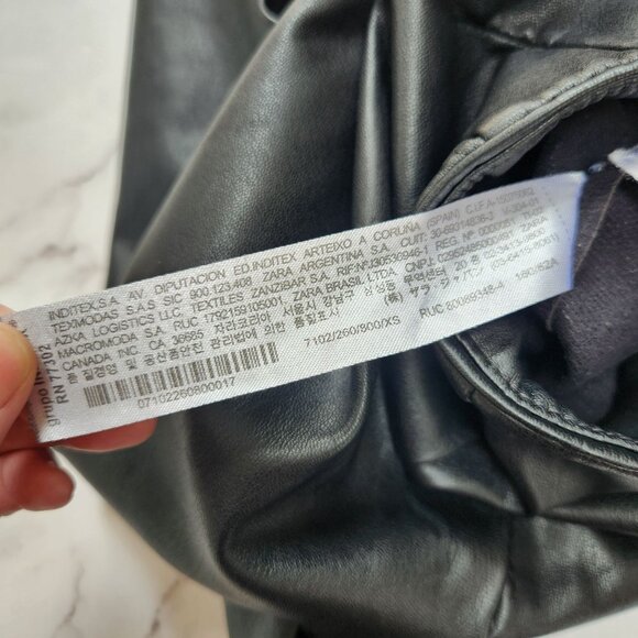 NWOT Zara Faux Leather Black High Waisted Leggings Pants Women's XS - Picture 9 of 10